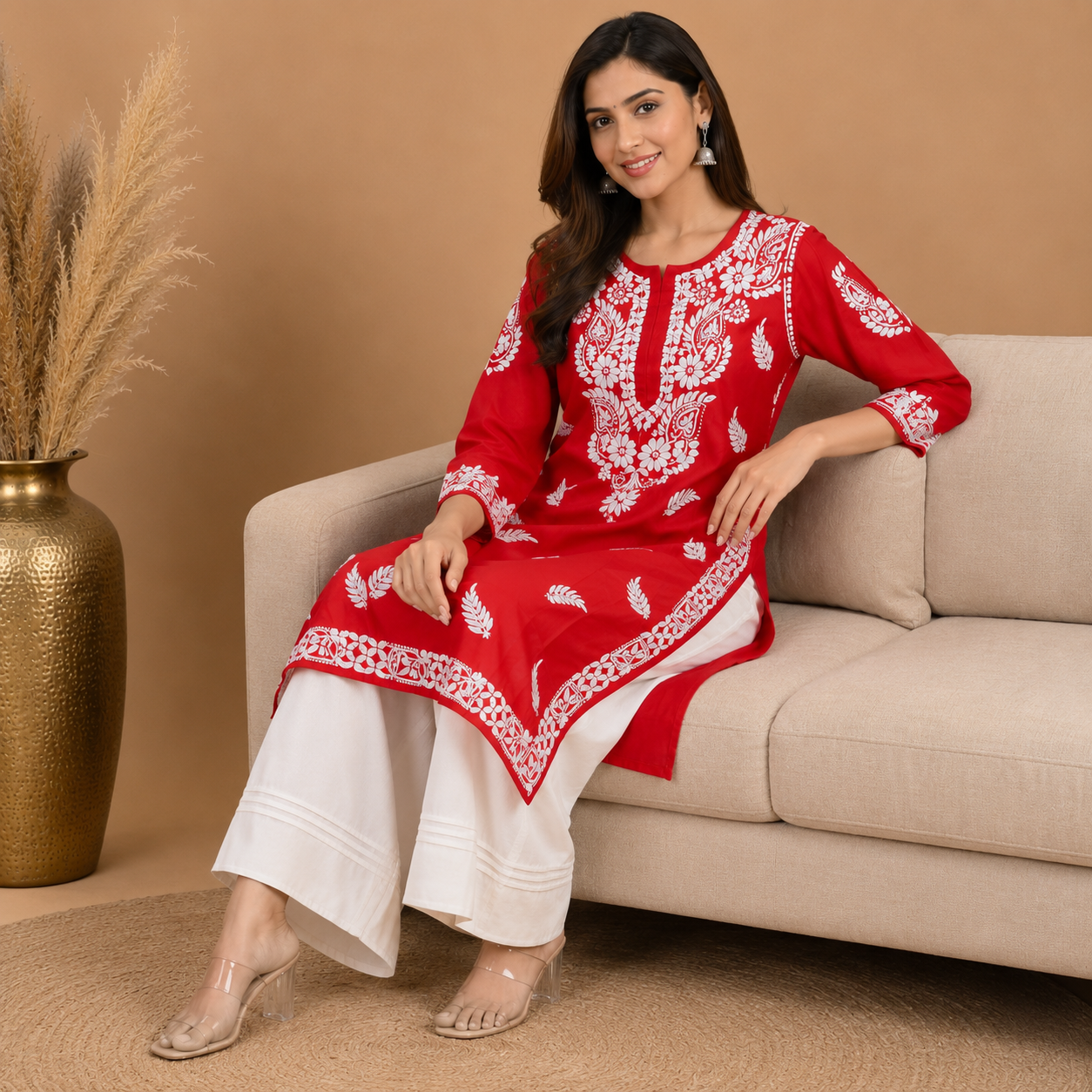 Hand-Embroidered Modal Kurta