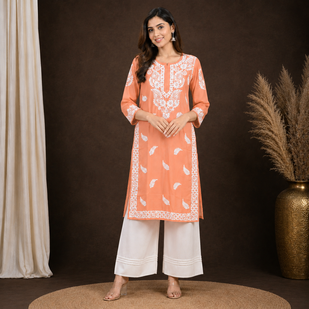 Hand-Embroidered Modal Kurta
