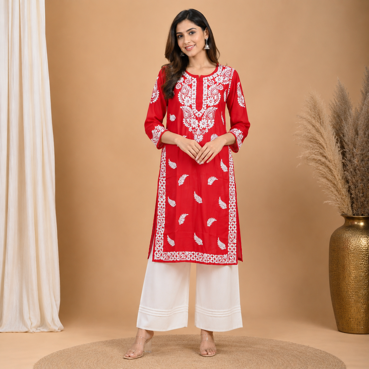 Hand-Embroidered Modal Kurta