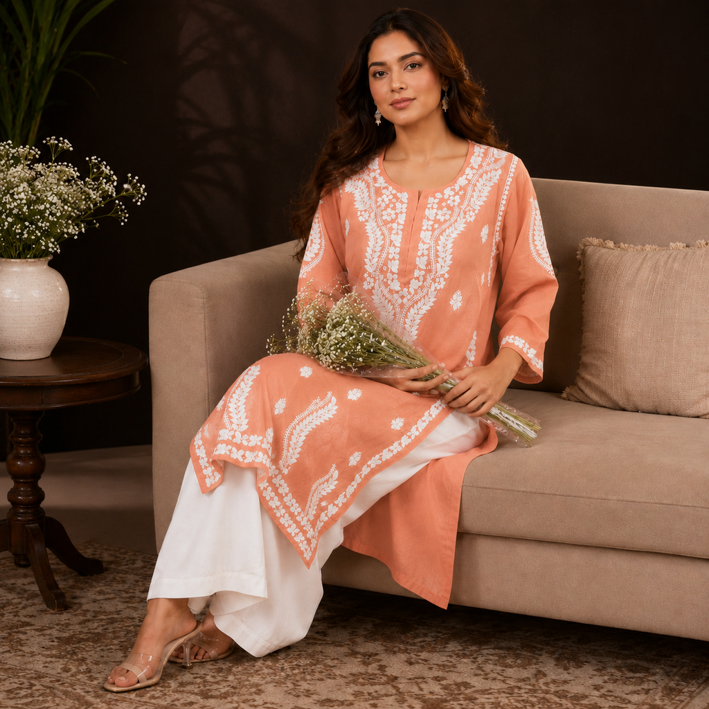 Hand-Embroidered Modal Kurta