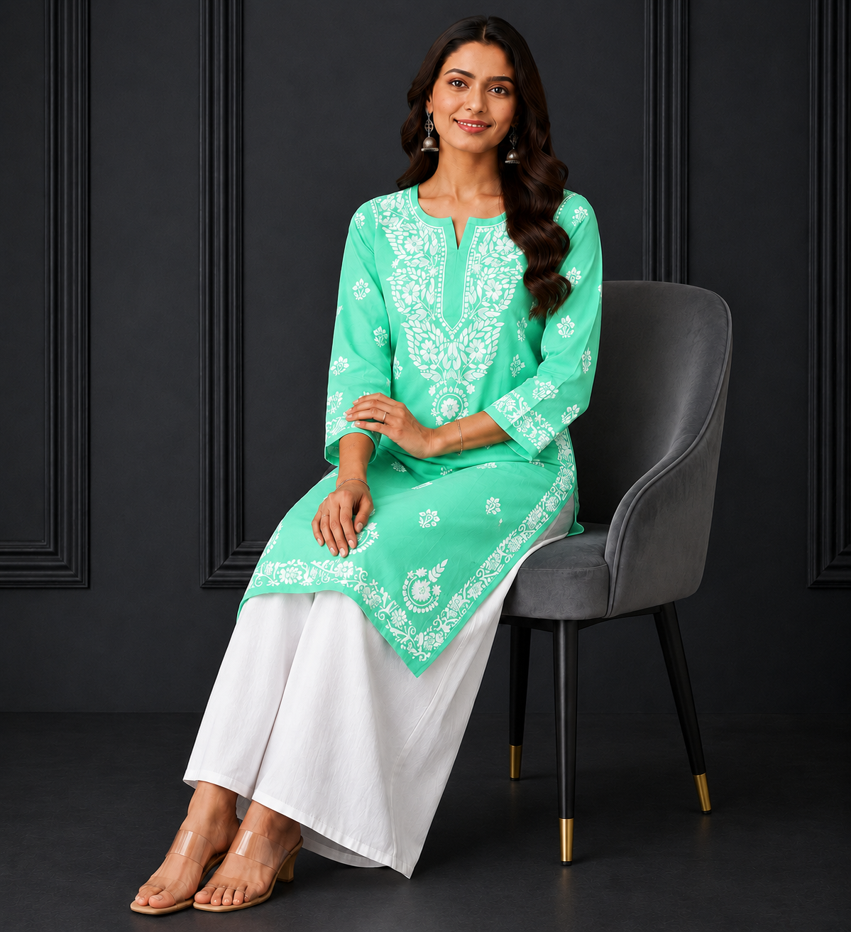 Hand-Embroidered Modal Kurta