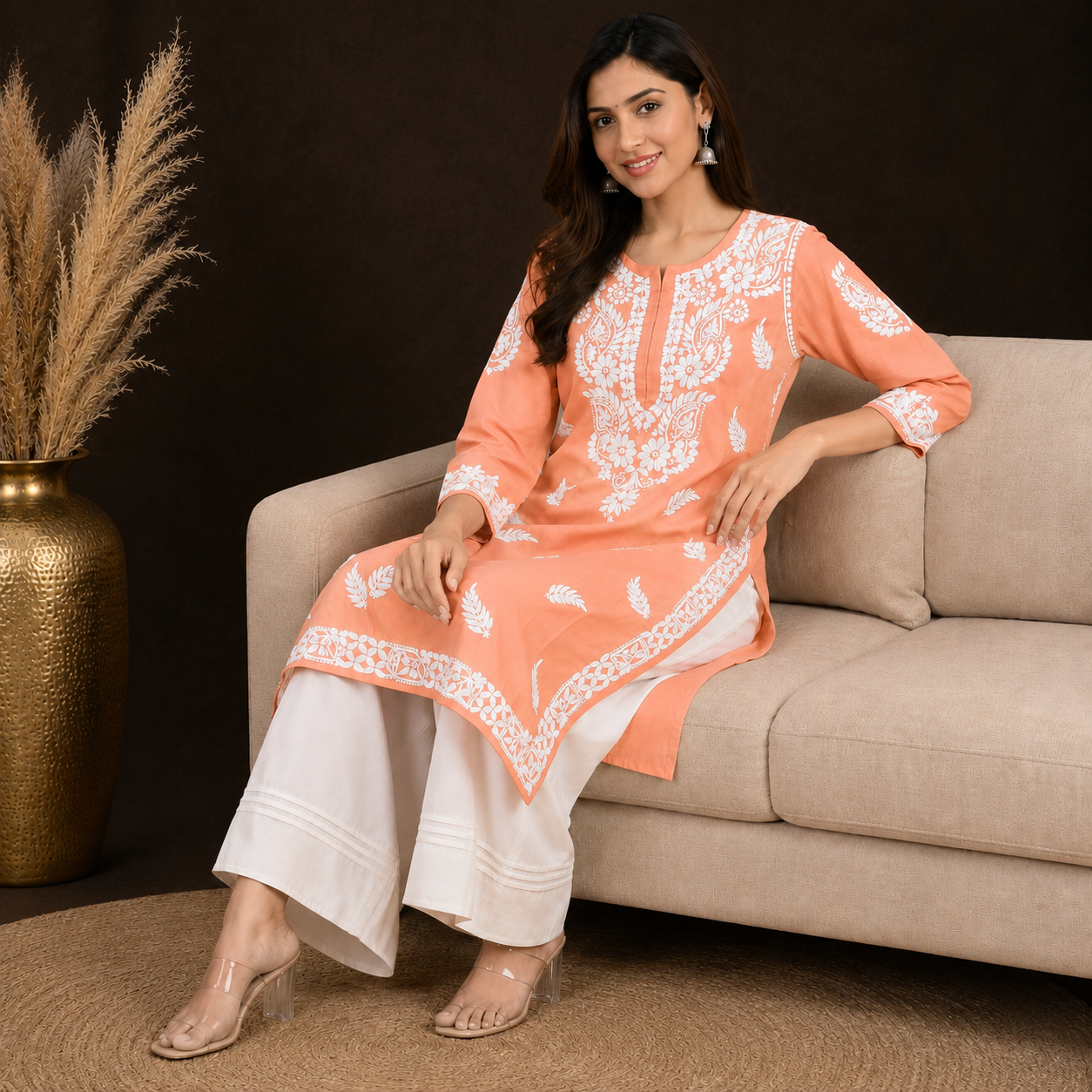 Hand-Embroidered Modal Kurta