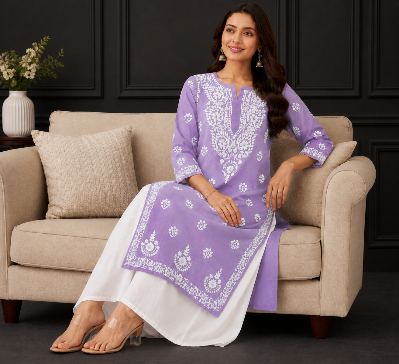Hand-Embroidered Modal Kurta