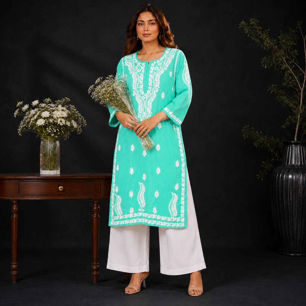 Hand-Embroidered Modal Kurta