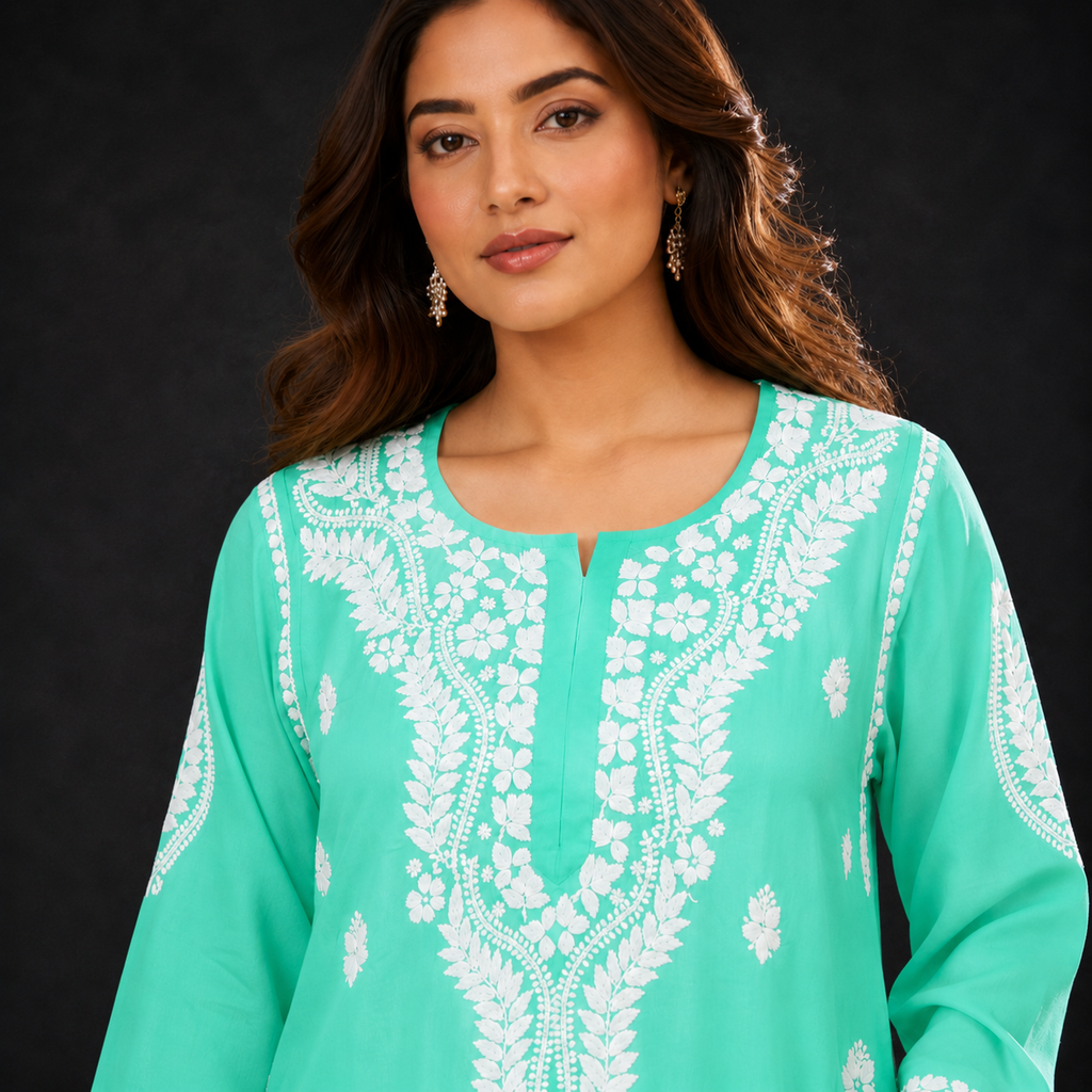 Hand-Embroidered Modal Kurta