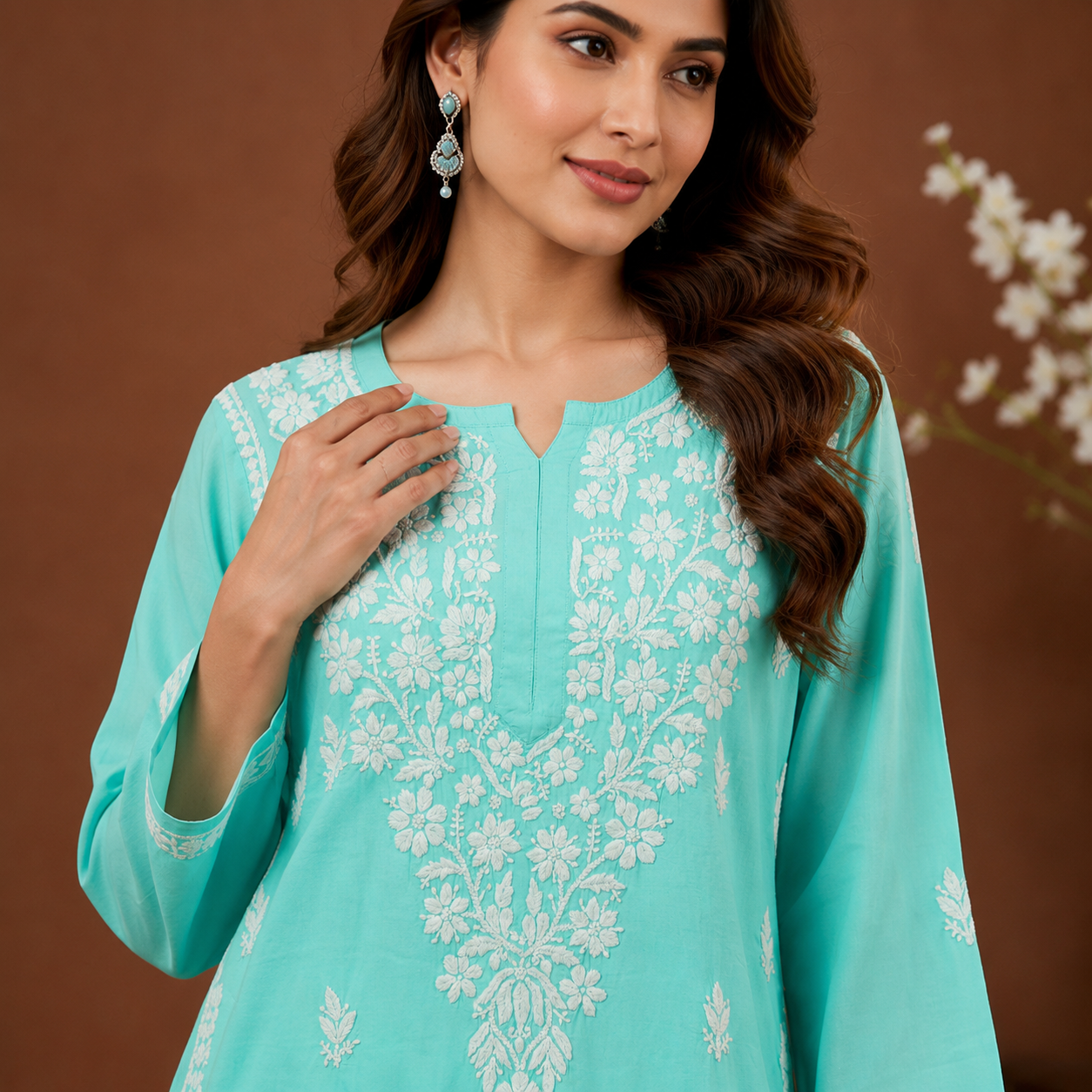 Hand-Embroidered Modal Kurta