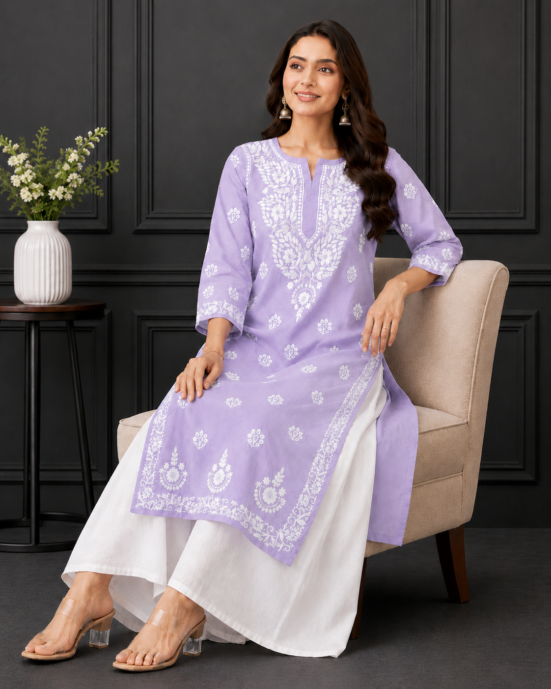 Hand-Embroidered Modal Kurta