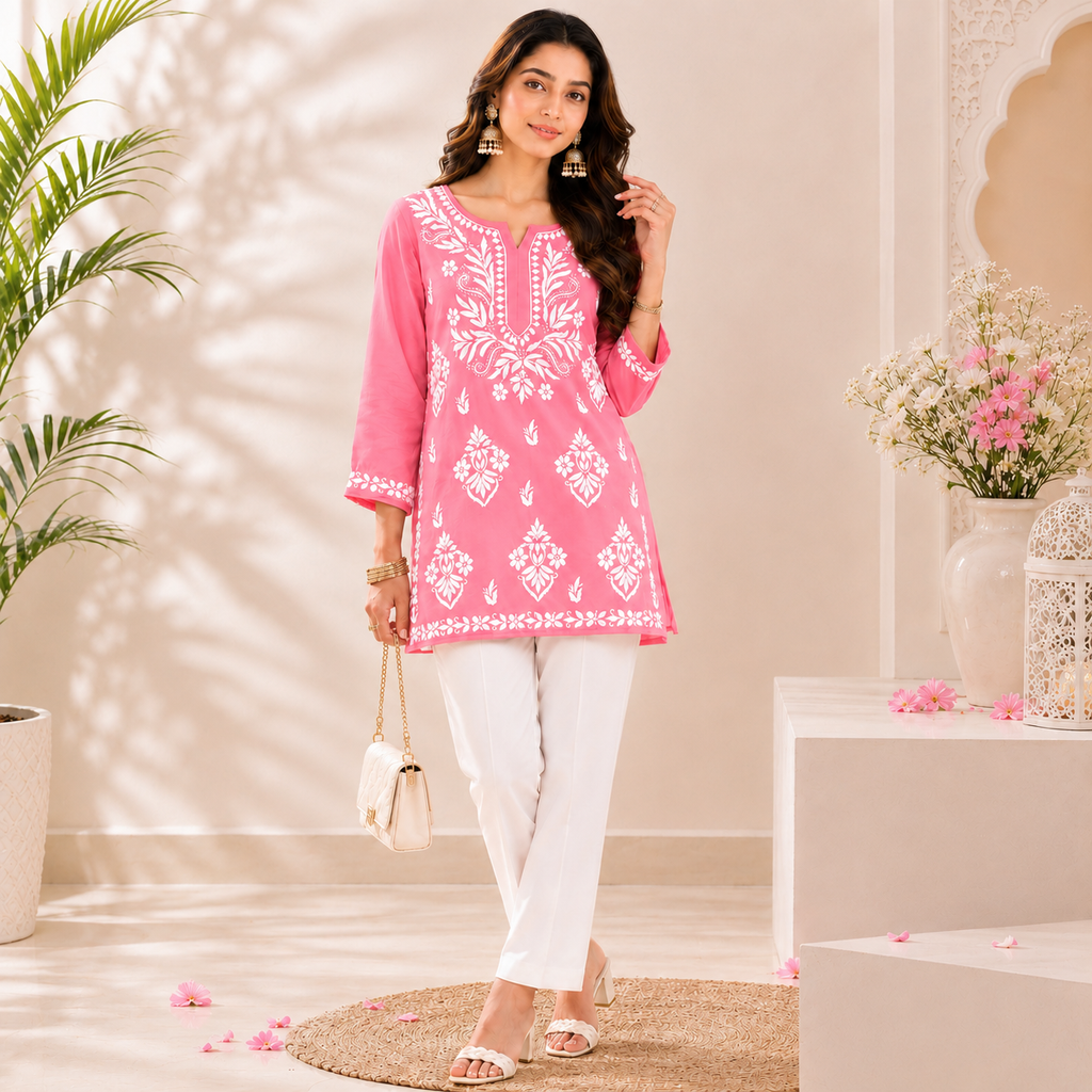 Modal Chikankari Short Kurti