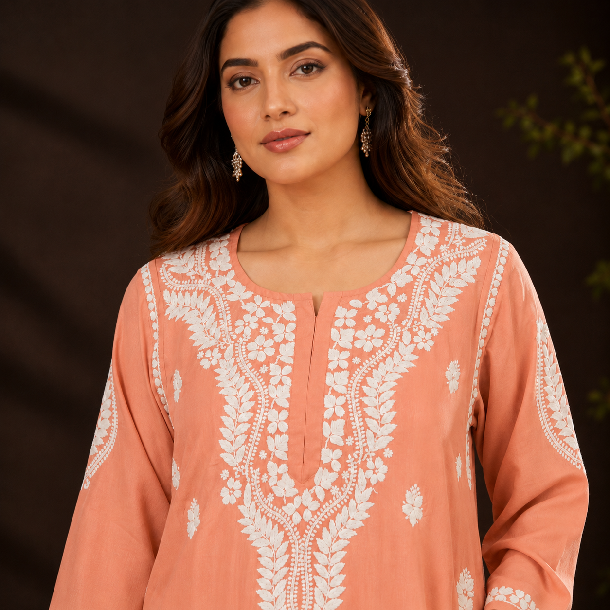 Hand-Embroidered Modal Kurta