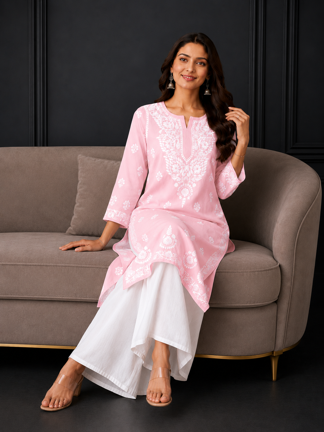 Hand-Embroidered Modal Kurta