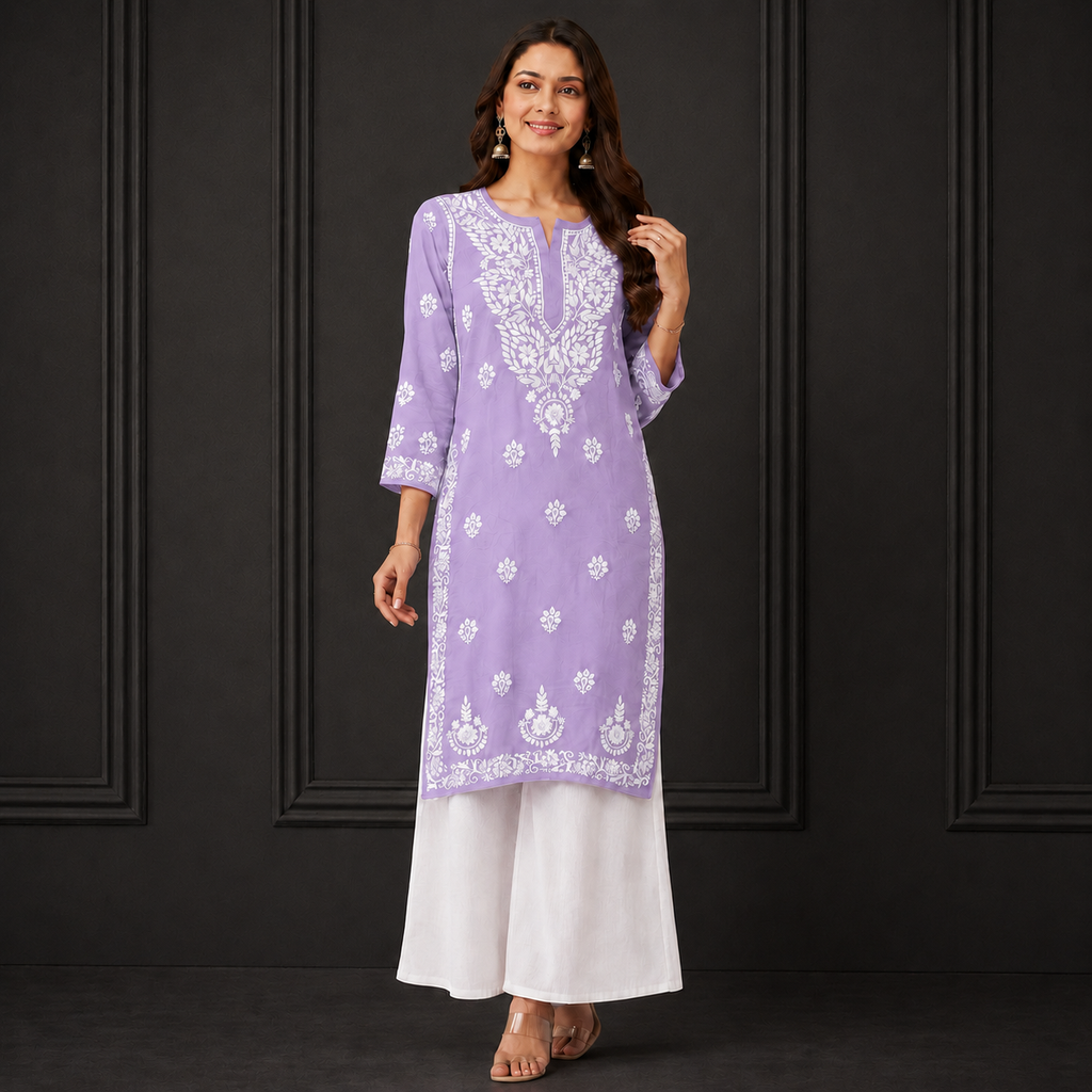 Hand-Embroidered Modal Kurta