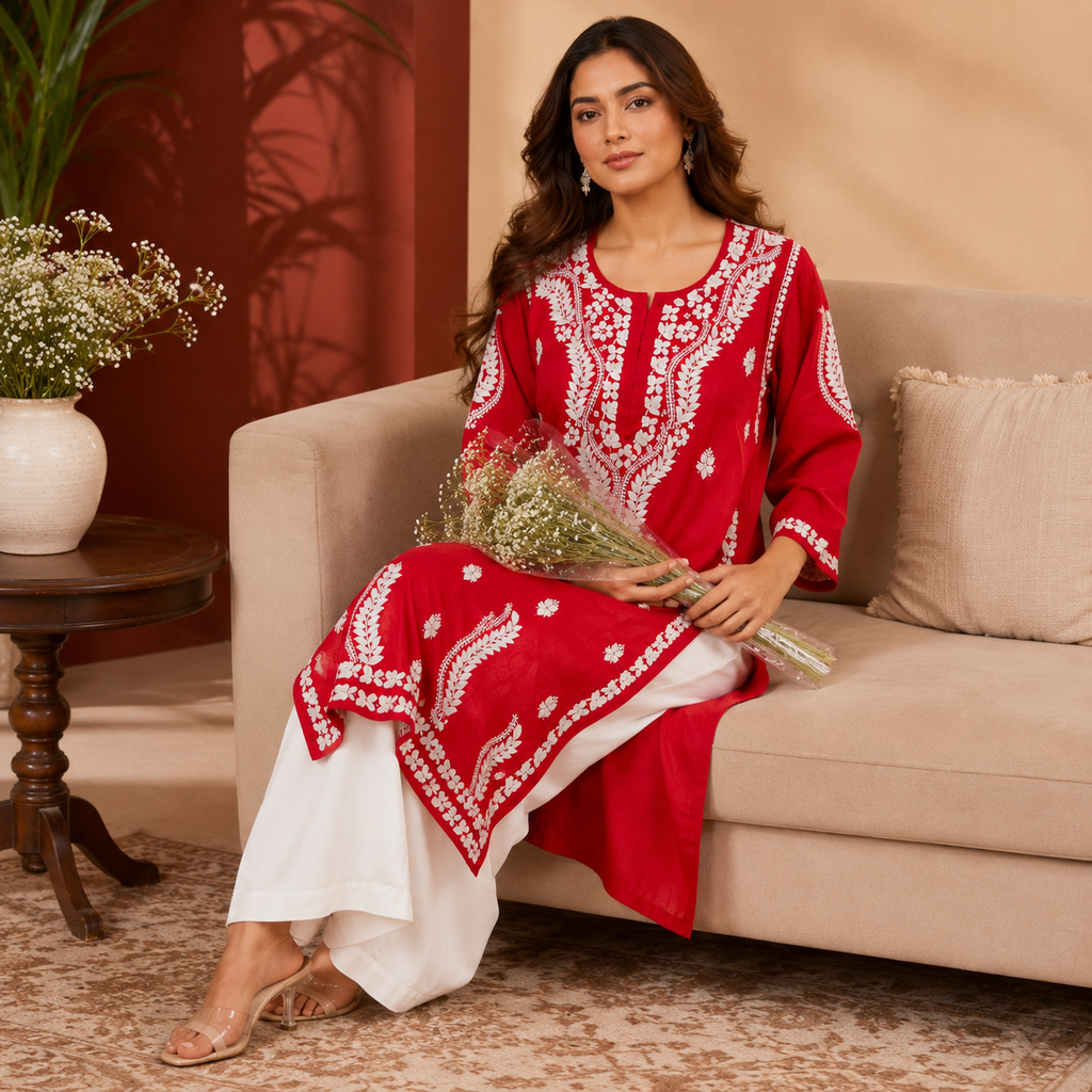 Hand-Embroidered Modal Kurta