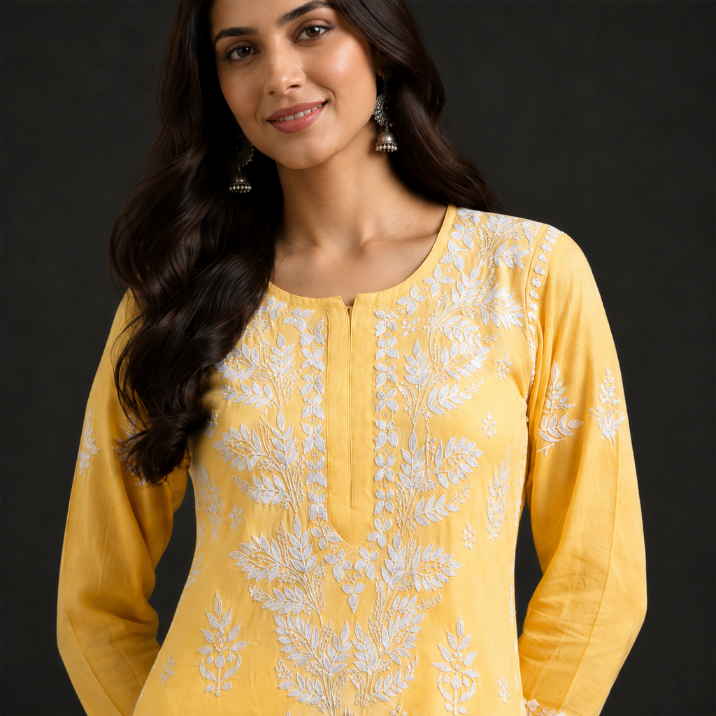 Hand-Embroidered Modal Kurta