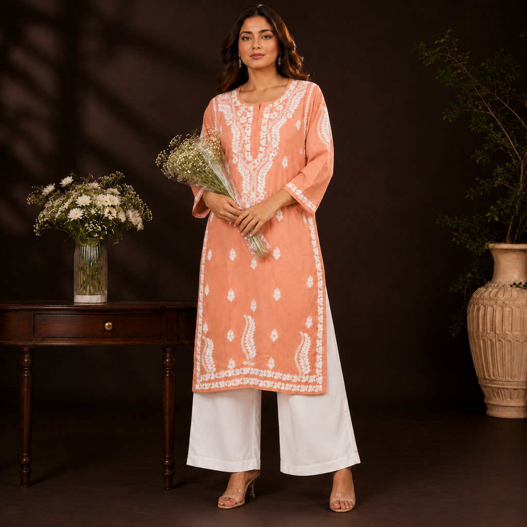 Hand-Embroidered Modal Kurta