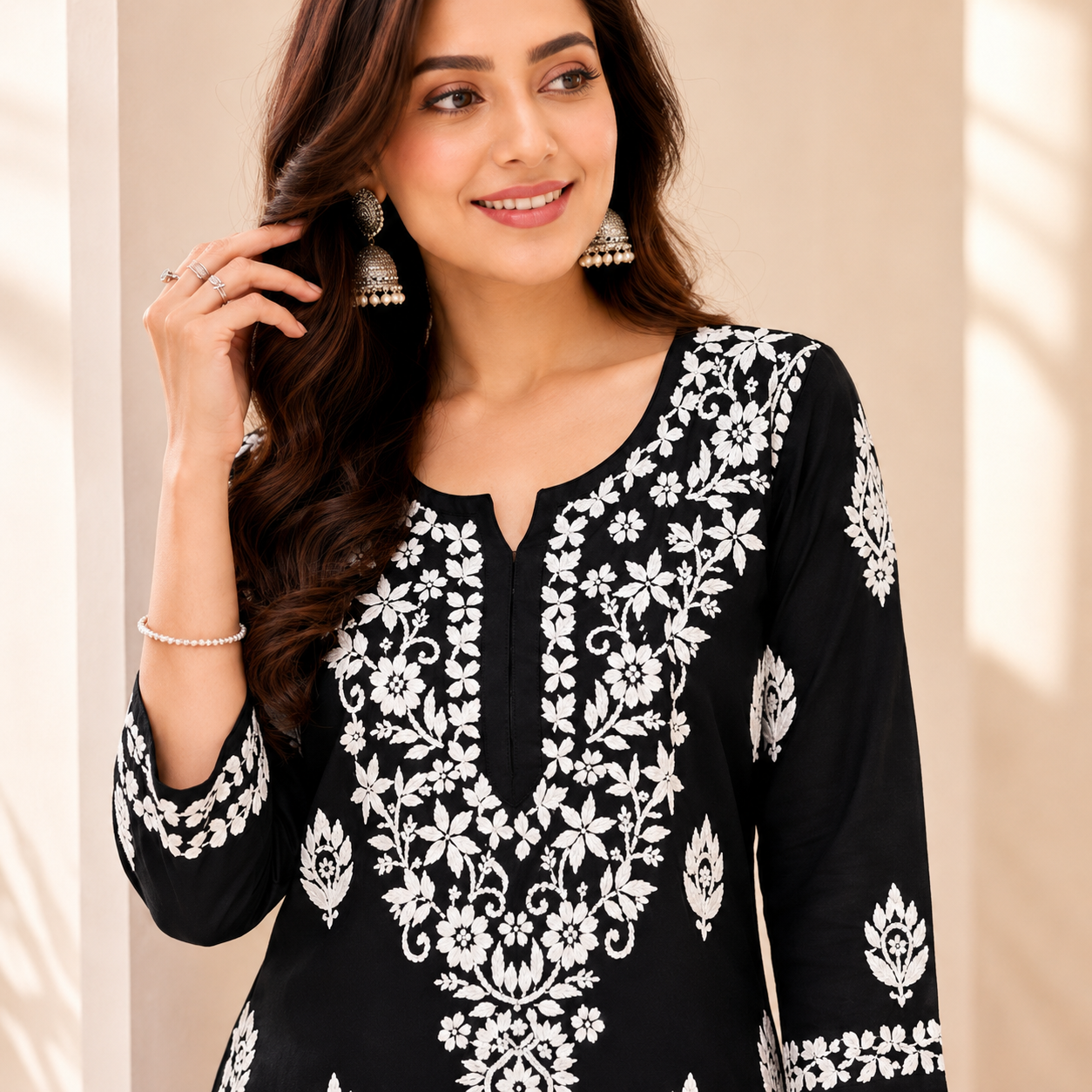 Hand-Embroidered Modal Kurta