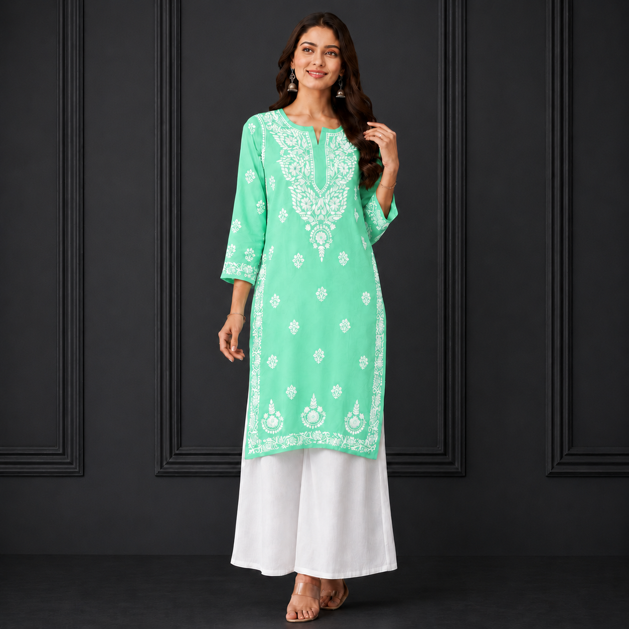Hand-Embroidered Modal Kurta