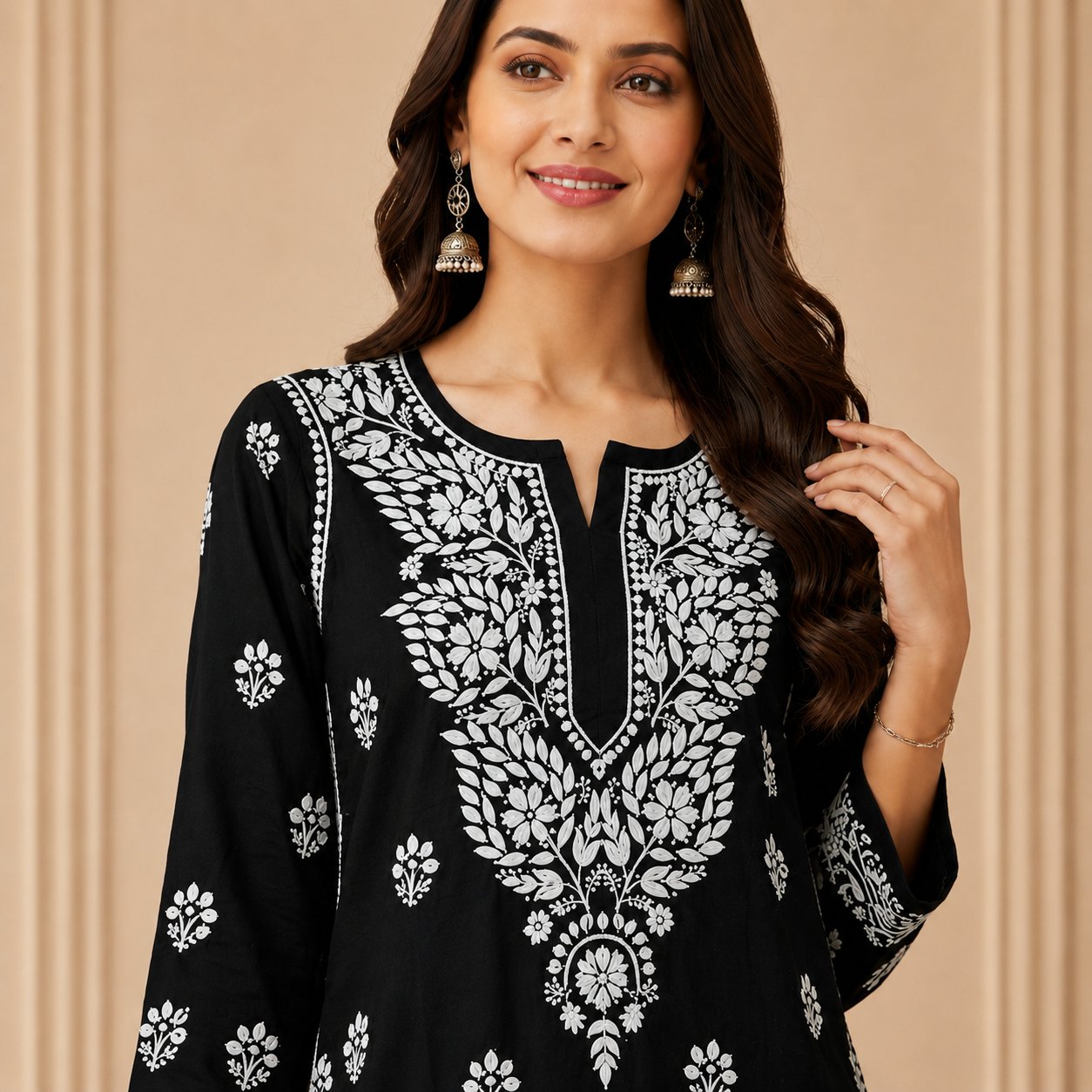 Hand-Embroidered Modal Kurta