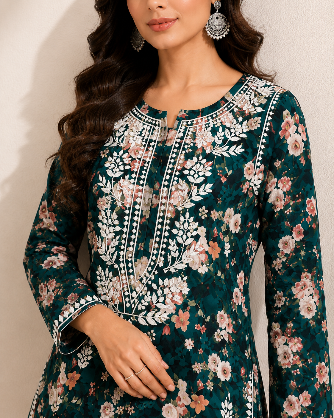 Floral Chikankari Pant Set