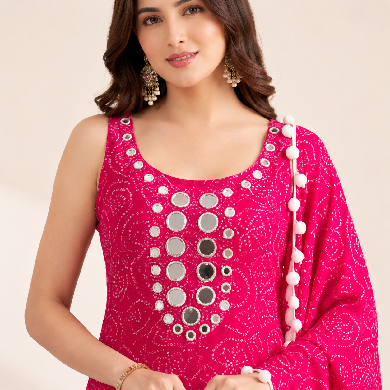 Bandhani Print Anarkali Suit Set