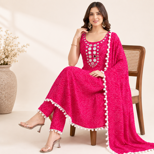 Bandhani Print Anarkali Suit Set