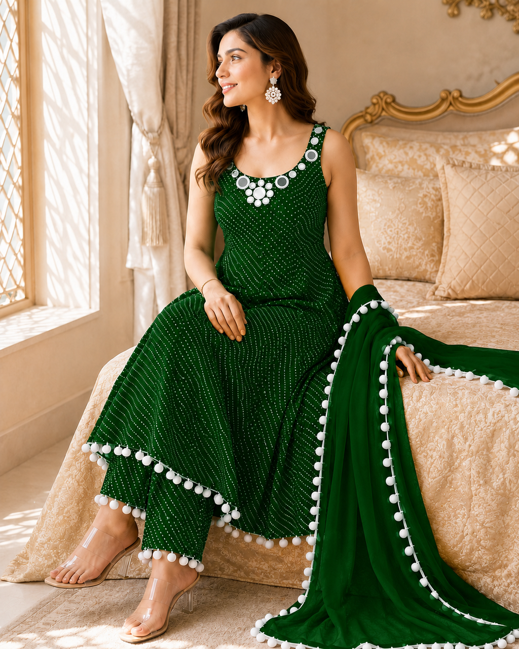 Leheriya Mirror Anarkali Set