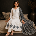 Ivory Applique Anarkali Set