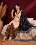 Ivory Applique Art Cotton 3-Piece Suit Set