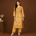 Chanderi Chikankari Pant Set.