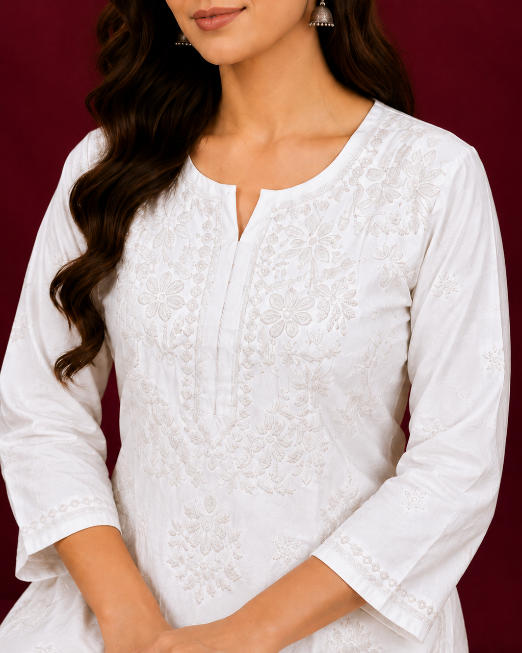 Chanderi Chikankari Pant Set.