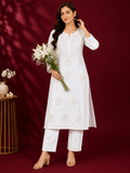 Chanderi Chikankari Pant Set.
