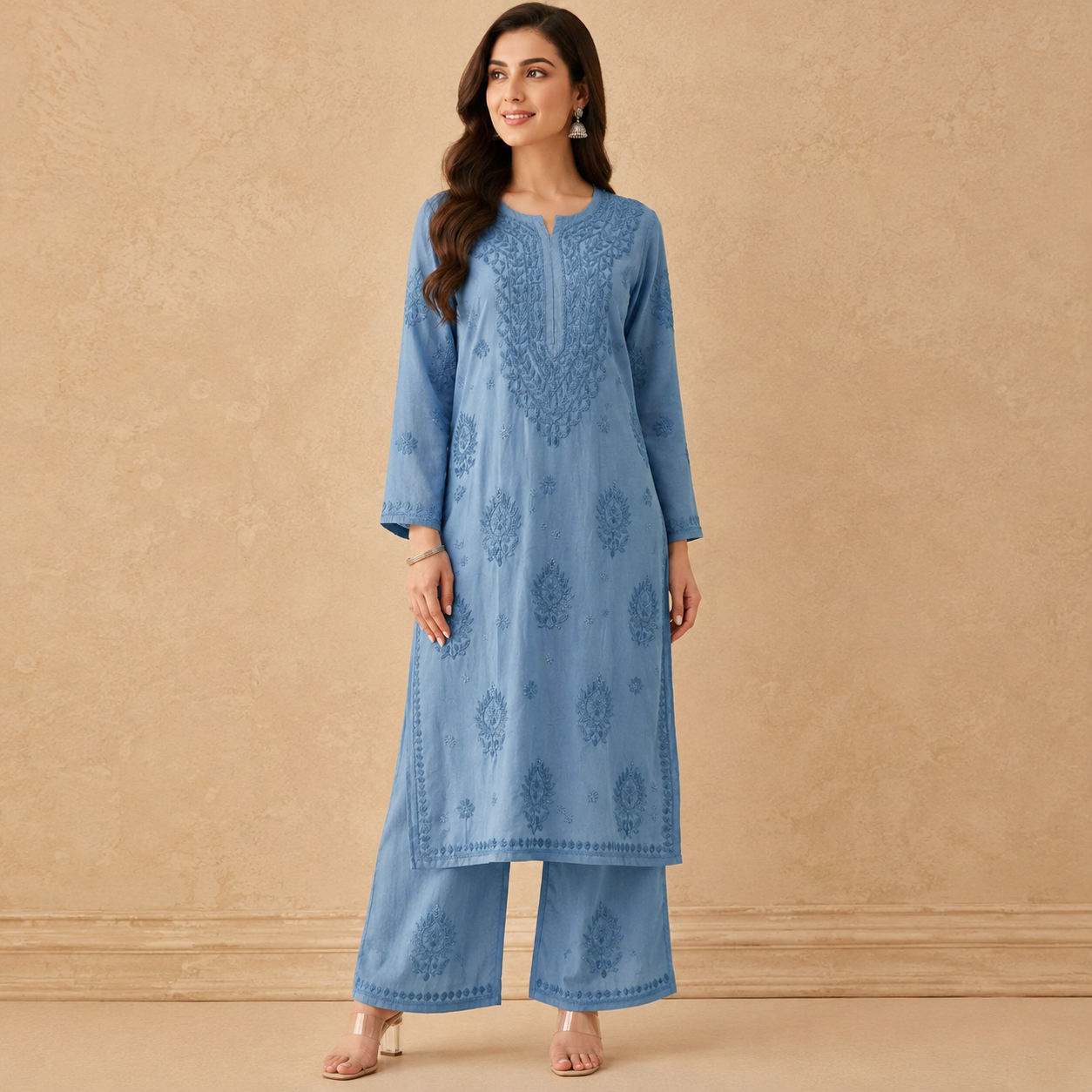 Chanderi Chikankari Pant Set