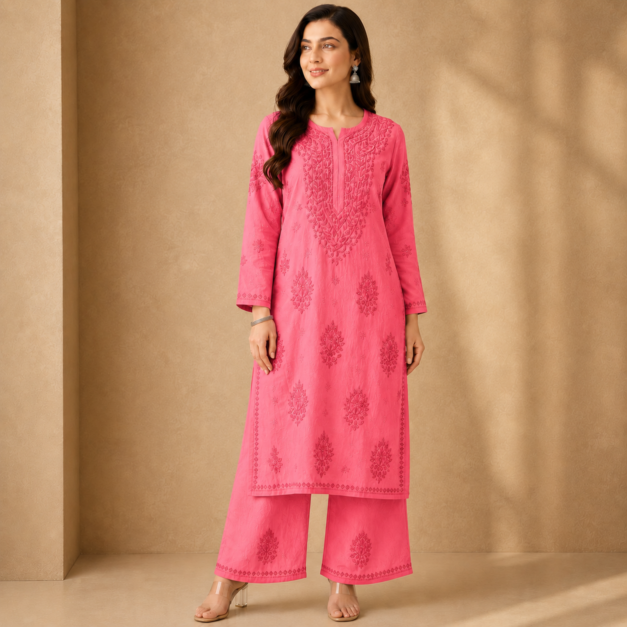 Chanderi Chikankari Pant Set