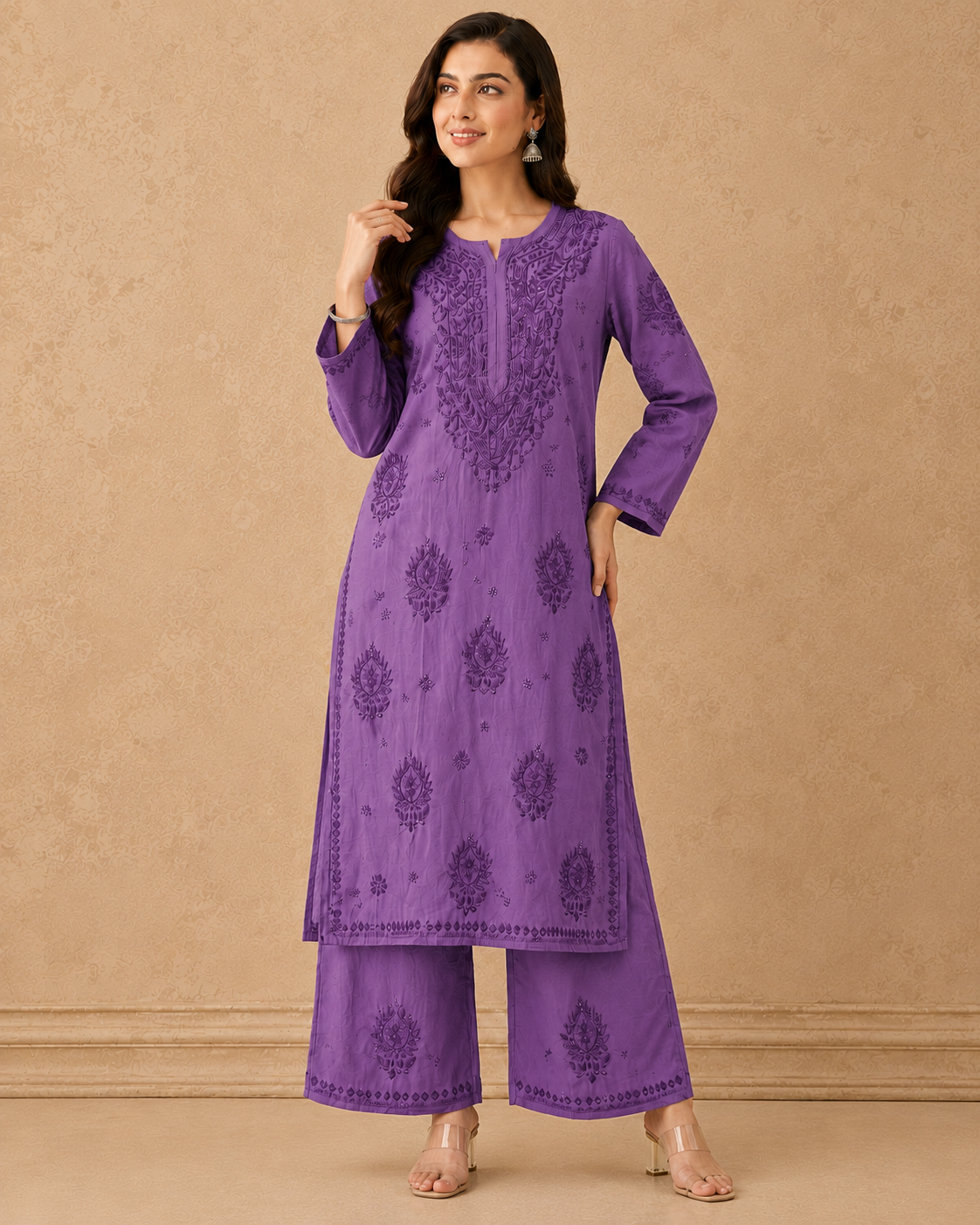 Chanderi Chikankari Pant Set