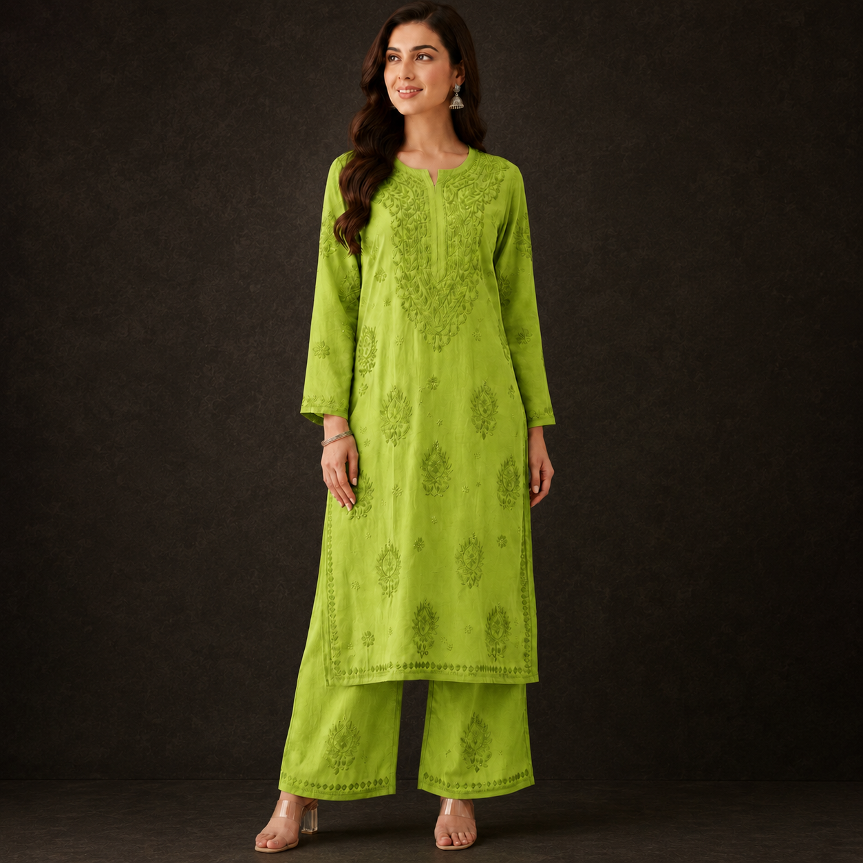 Chanderi Chikankari Pant Set