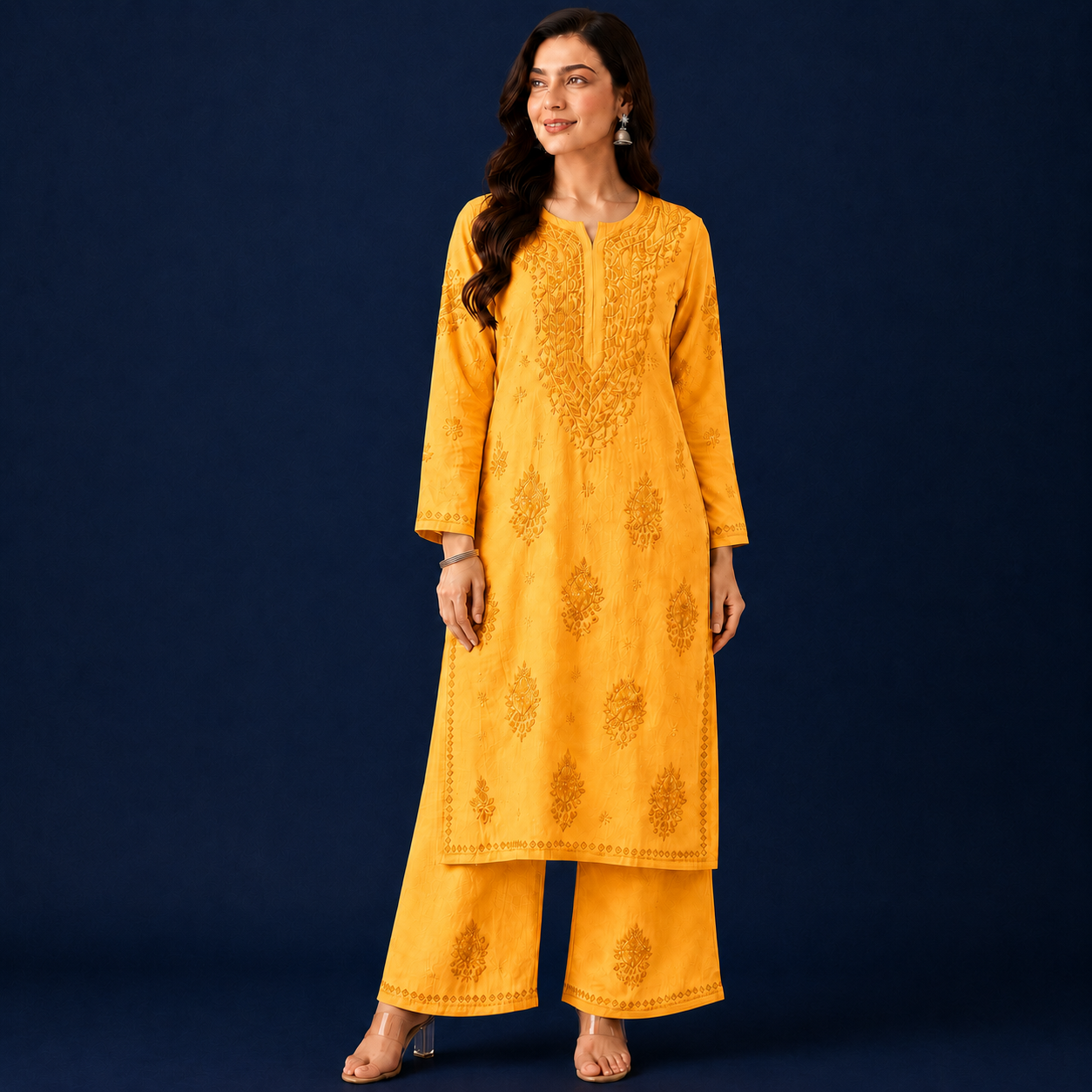 Chanderi Chikankari Pant Set
