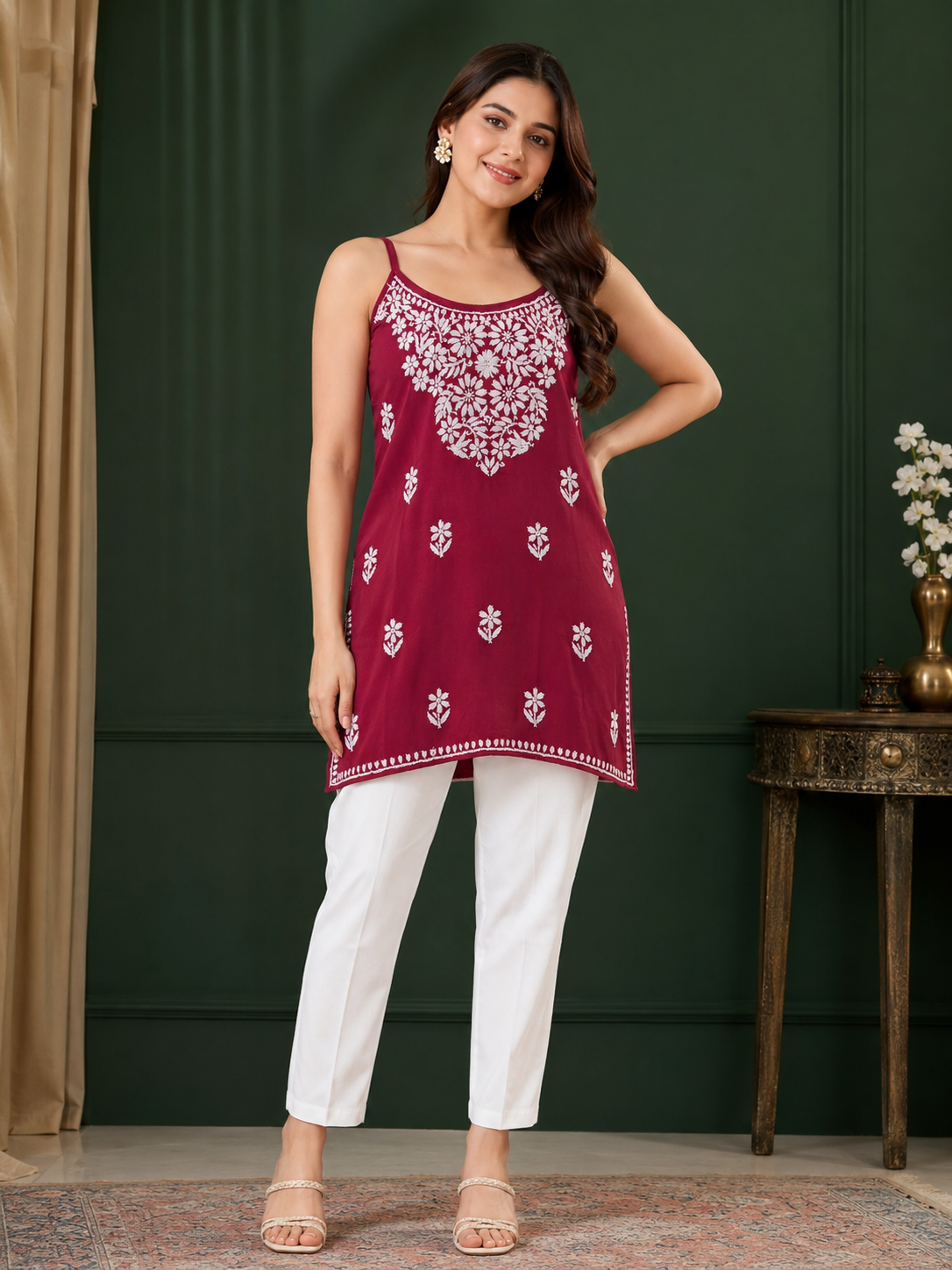 Rayon Chikankari Short Kurti