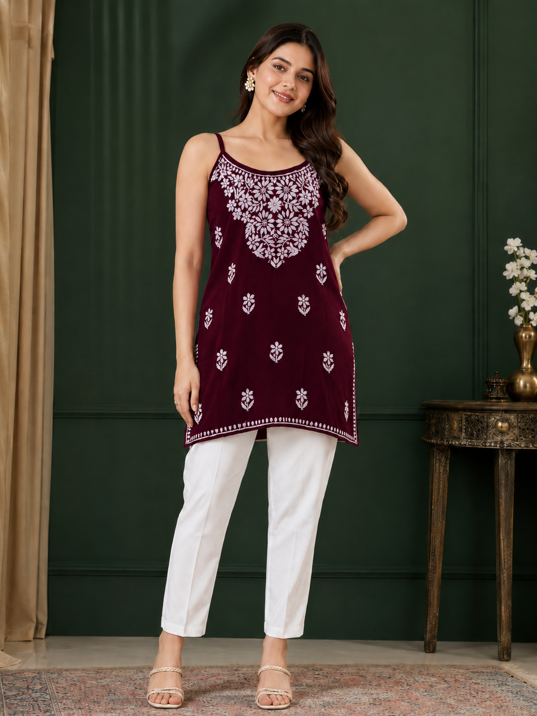 Rayon Chikankari Short Kurti