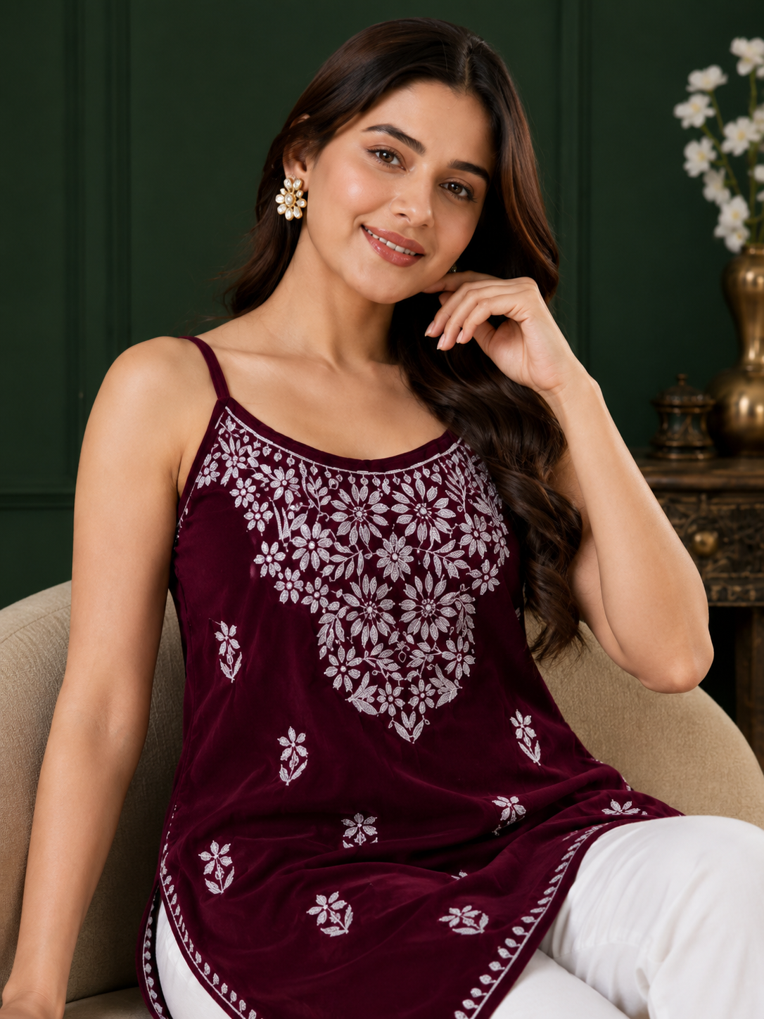 Rayon Chikankari Short Kurti