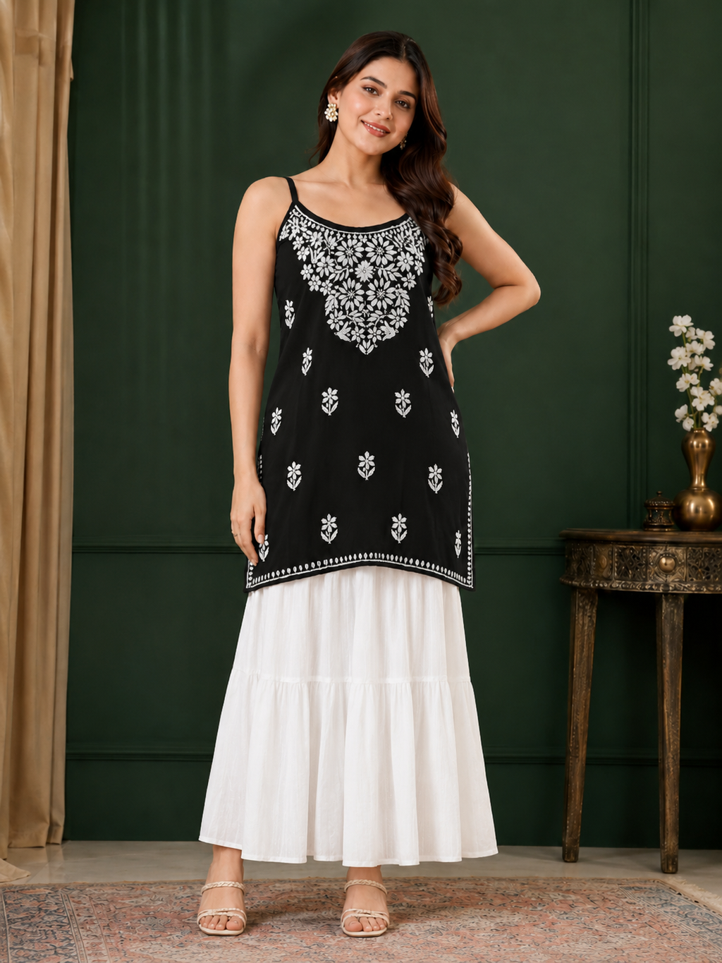 Rayon Chikankari Short Kurti