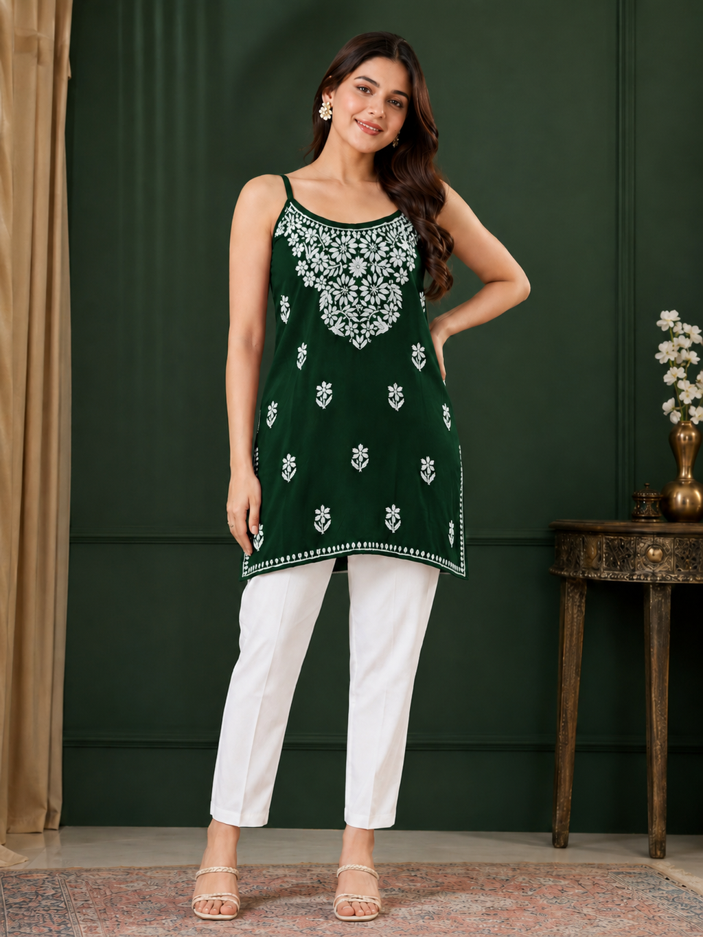 Rayon Chikankari Short Kurti
