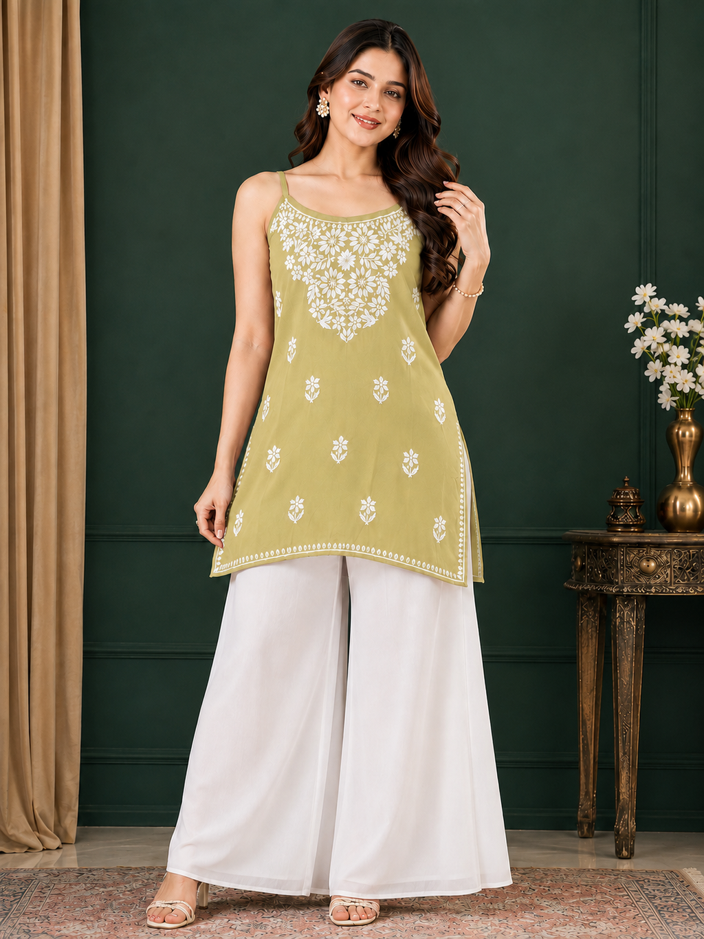 Rayon Chikankari Short Kurti