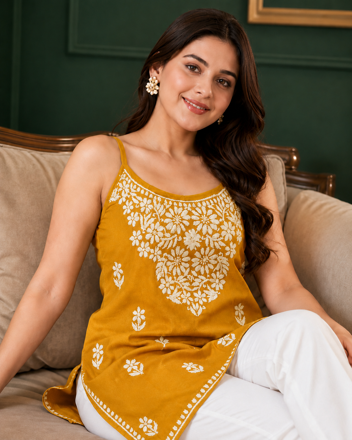 Rayon Chikankari Short Kurti