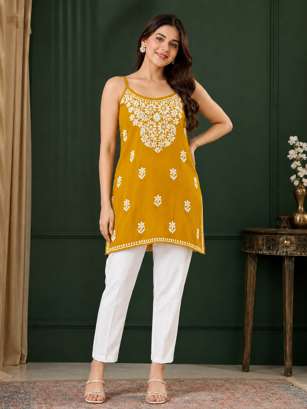 Rayon Chikankari Short Kurti