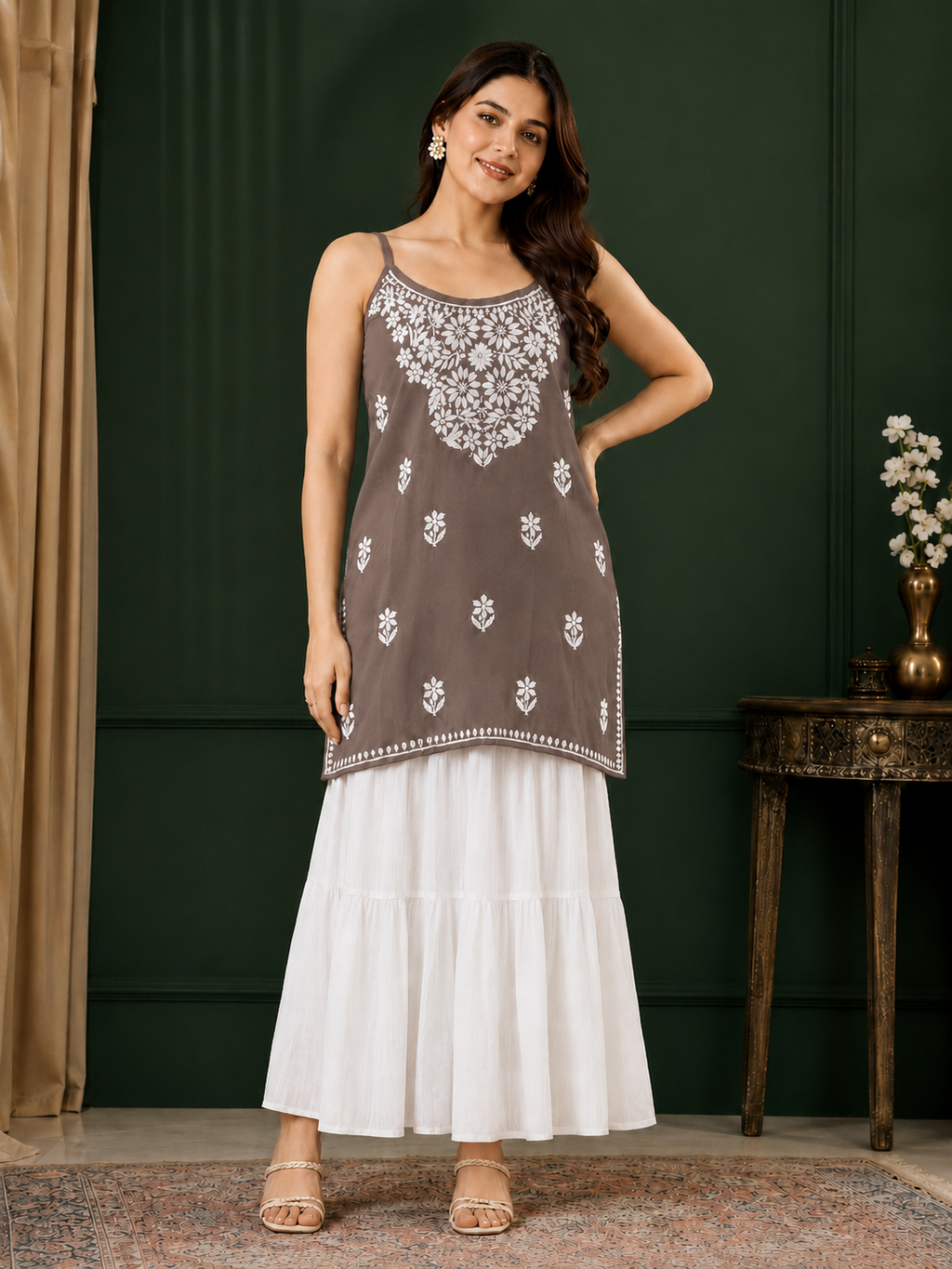 Rayon Chikankari Short Kurti