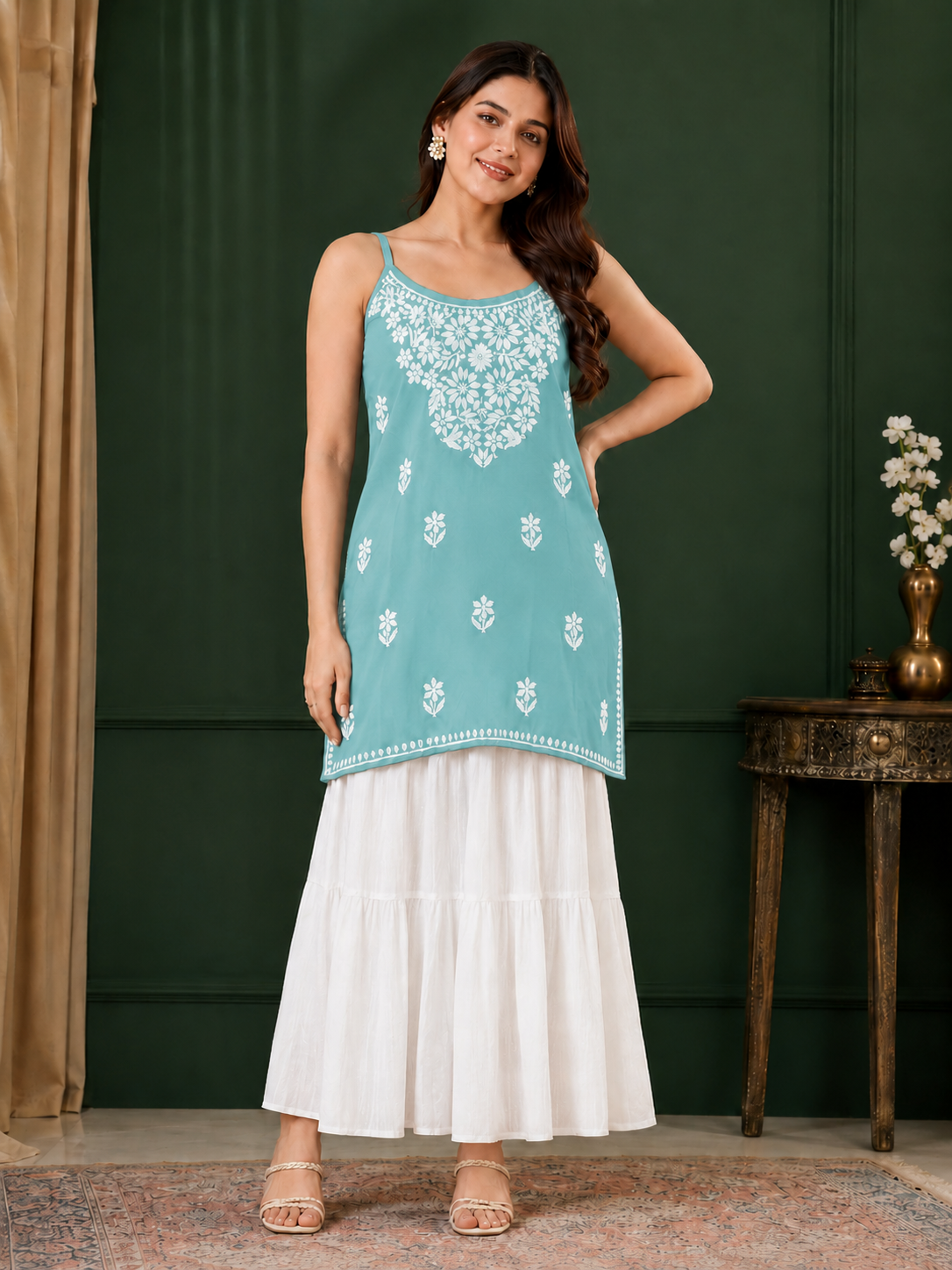 Rayon Chikankari Short Kurti