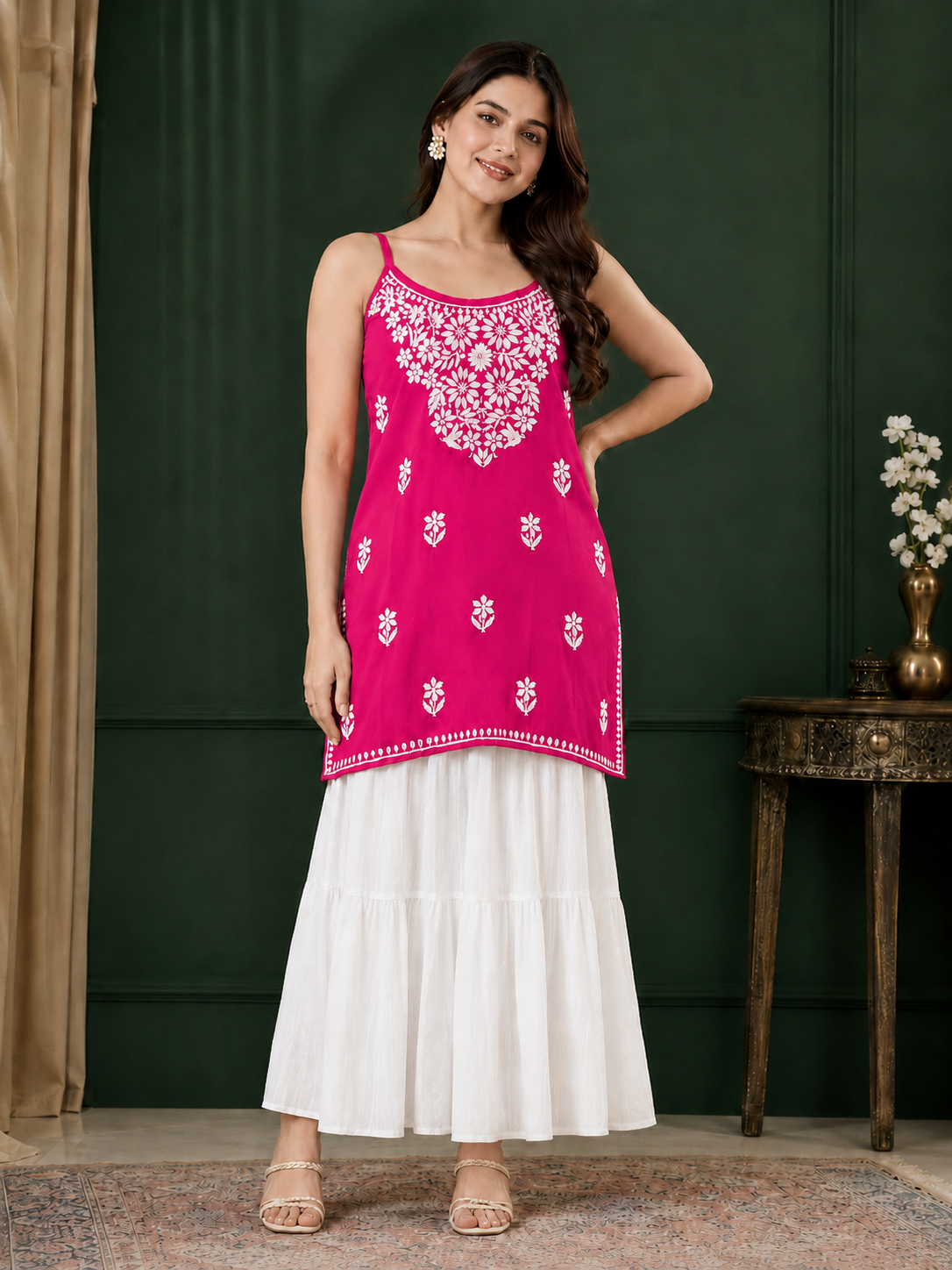 Rayon Chikankari Short Kurti