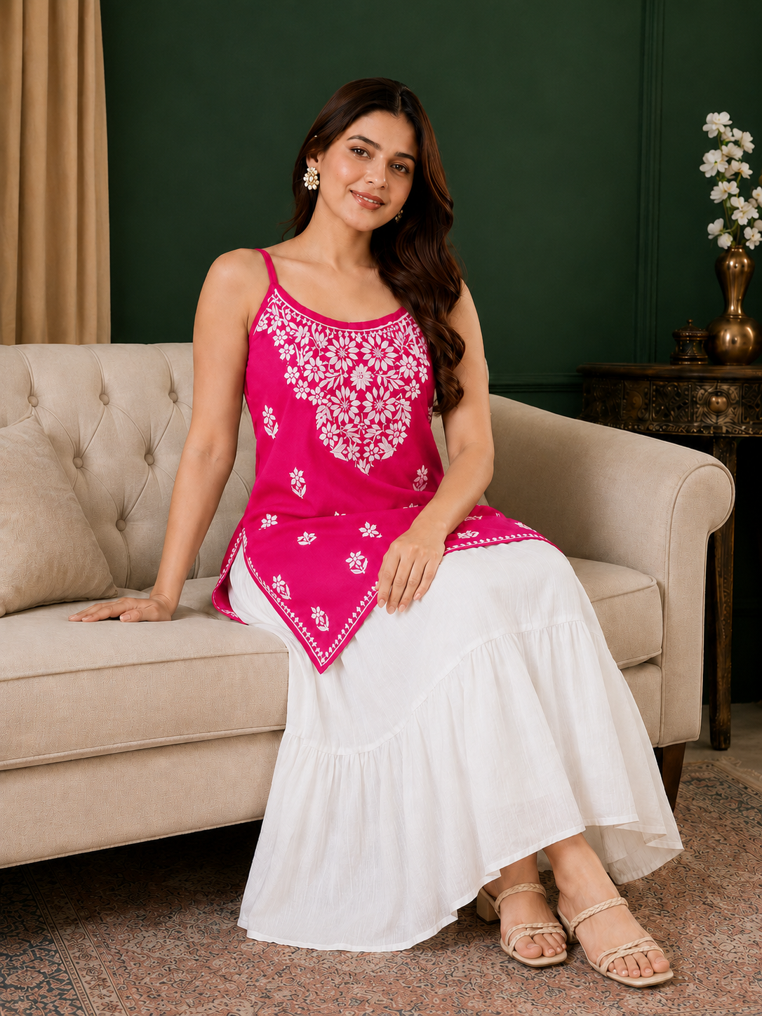 Rayon Chikankari Short Kurti