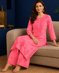 Muslin Chikankari Pant Set