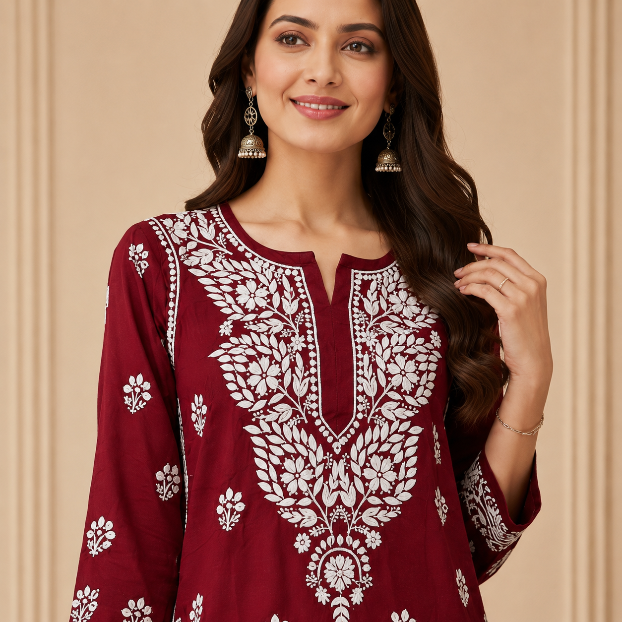 Hand-Embroidered Modal Kurta