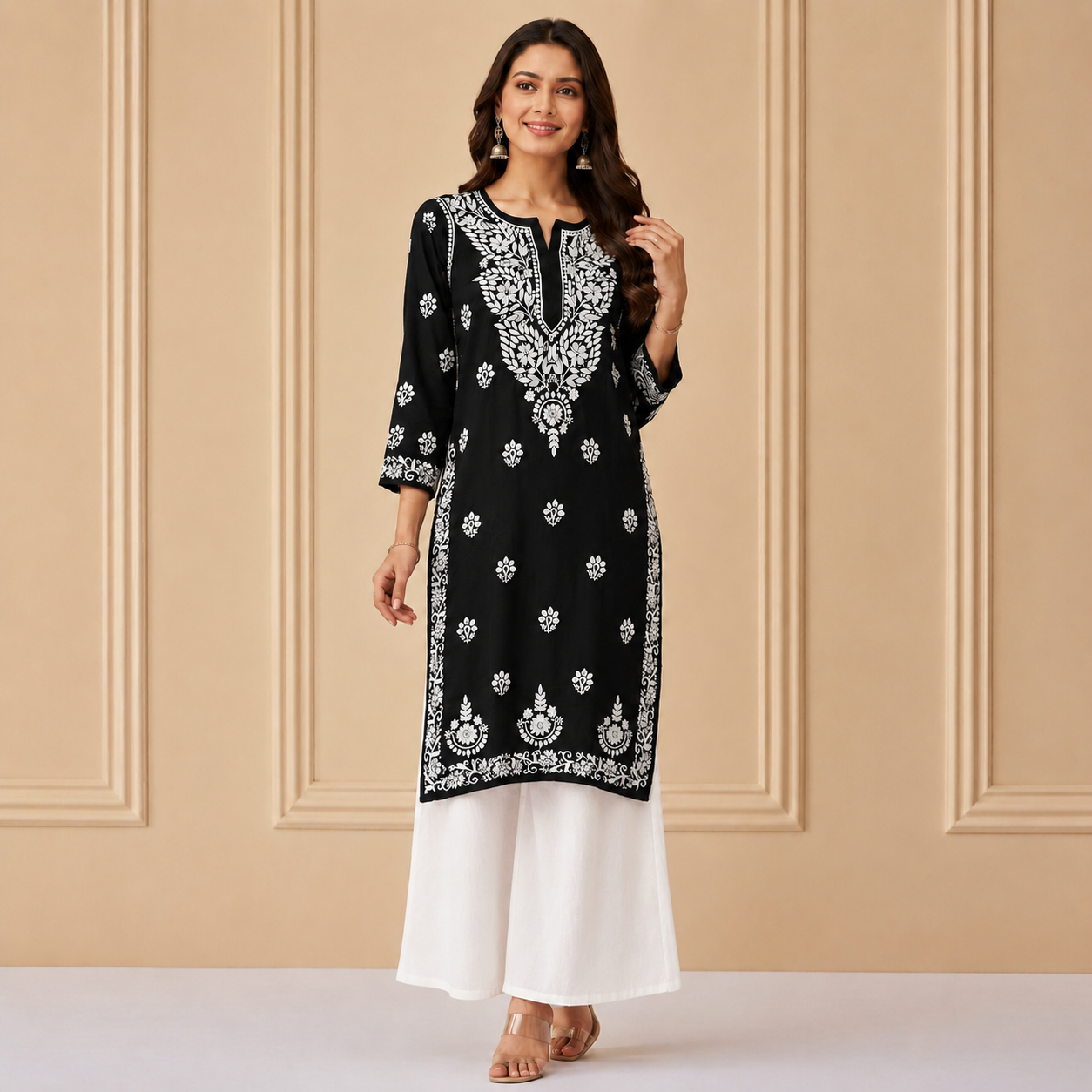 Hand-Embroidered Modal Kurta